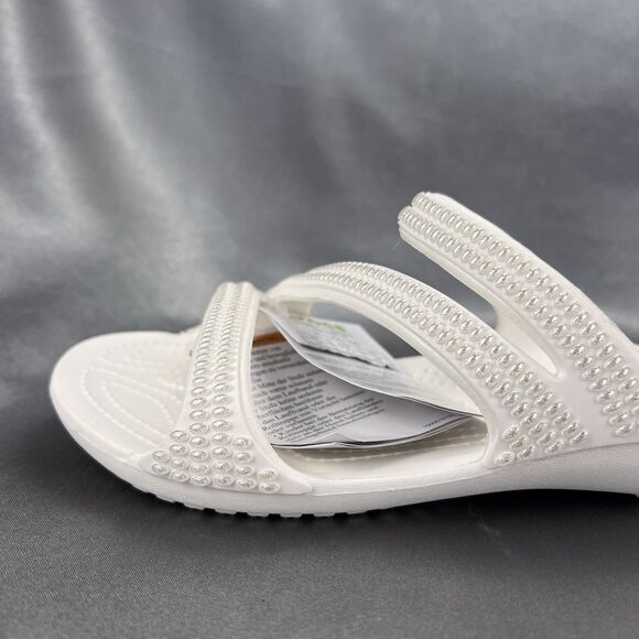 Crocs Kadee II Strappy Sandals Women's 7 White Jewels Summer Slides 211350-100 - Picture 12 of 16